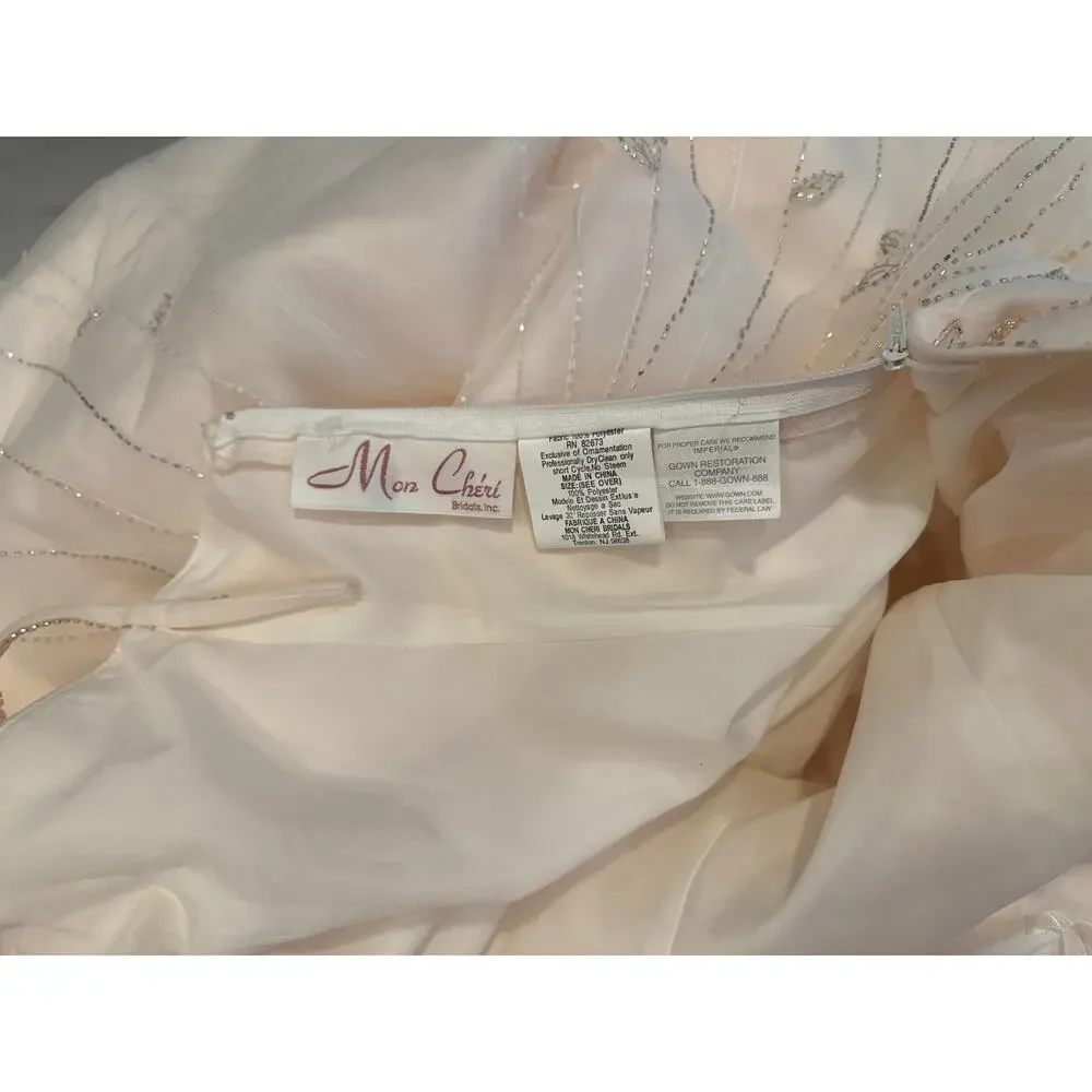 NWT Mon Cheri Blush Wedding Dress Beaded Embellished Bodice/skirt Sz 8 - Picture 11 of 16
